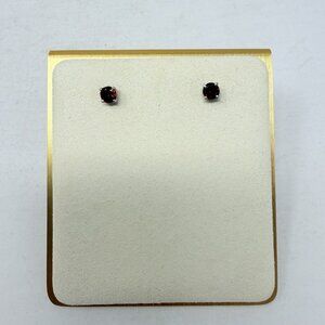 Shop LC Dark Red Gemstone Stainless Steel Round Stud Earrings 5489